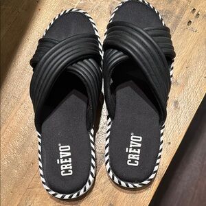 Crevo Black Sandals with Braided Trim